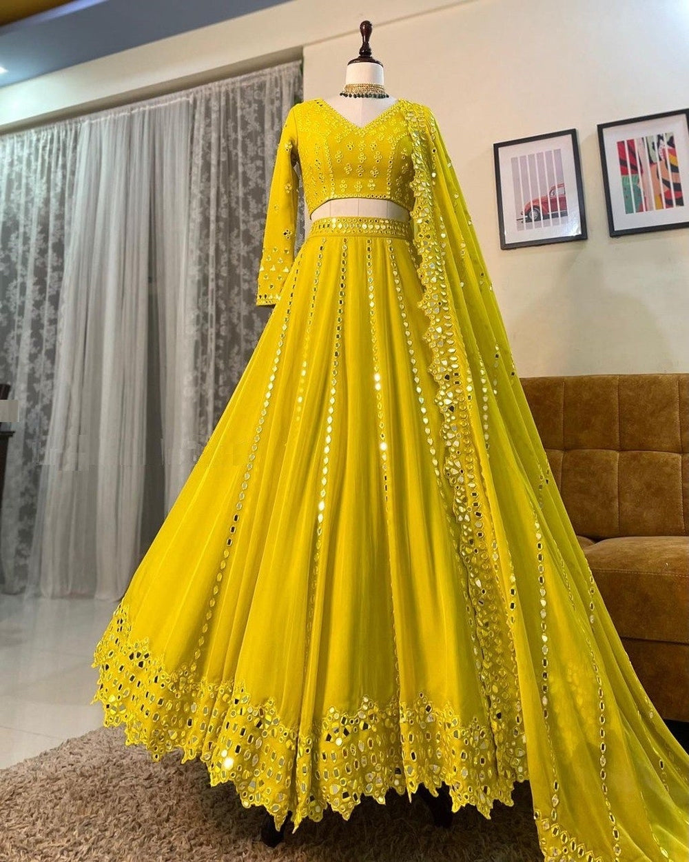 PARTY wear new designer yellow lehenga Choli full stitched ready to wear